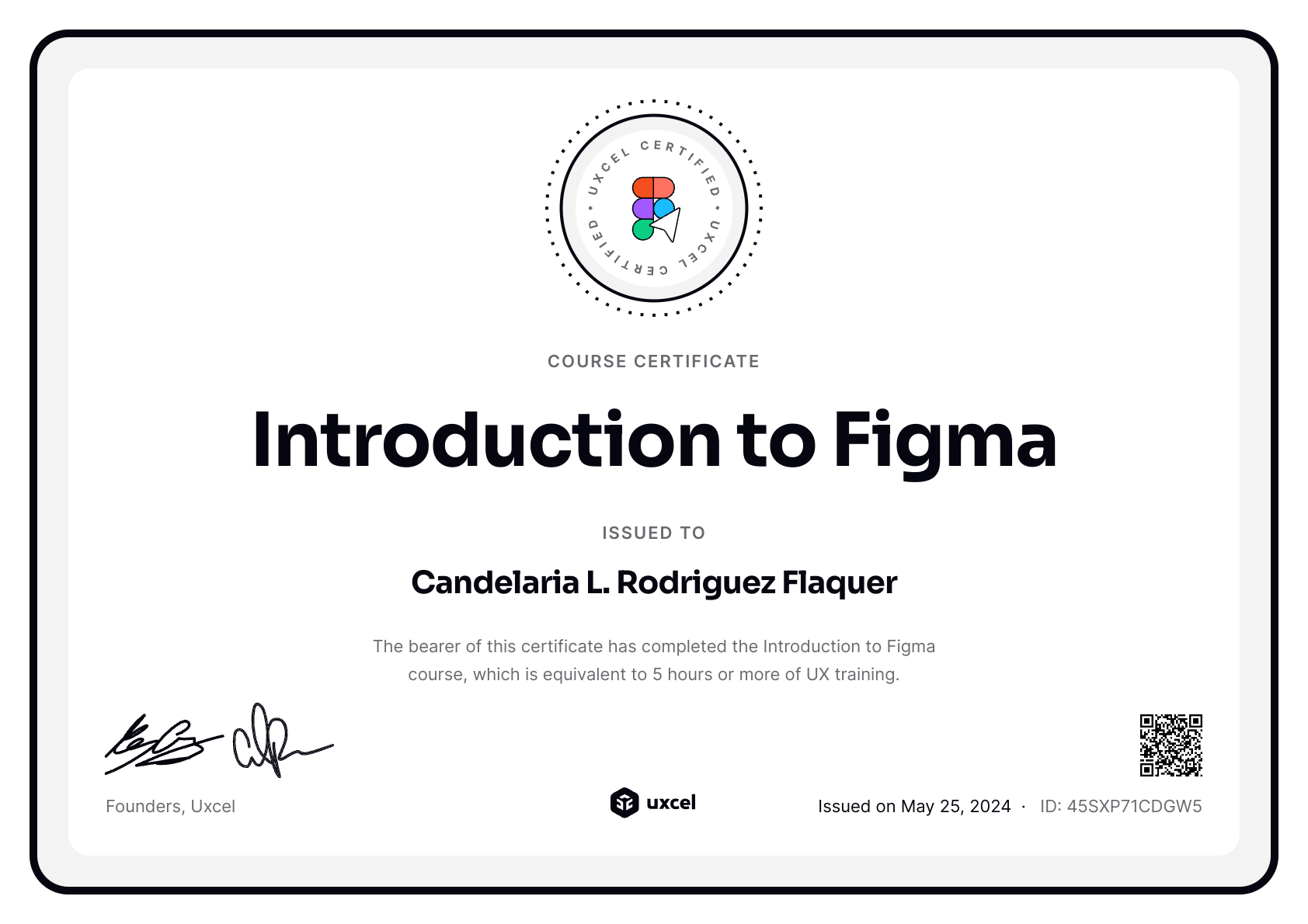 Candelaria L. Rodriguez Flaquer's certificate